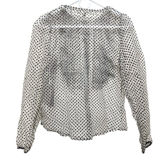 Magofina Rico Womens Polka Dot Sheer Long Sleeve Blouse Ruffle Detailing Size S - Picture 8 of 8